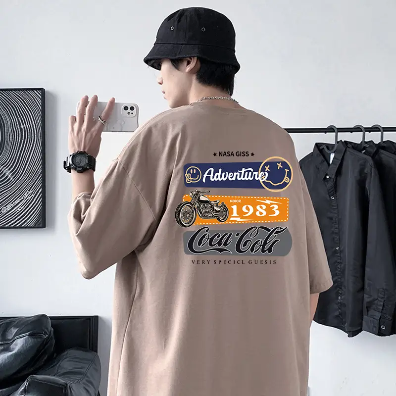 Men 220g Motorcycle Graphic T-Shirt Grey - Image 9