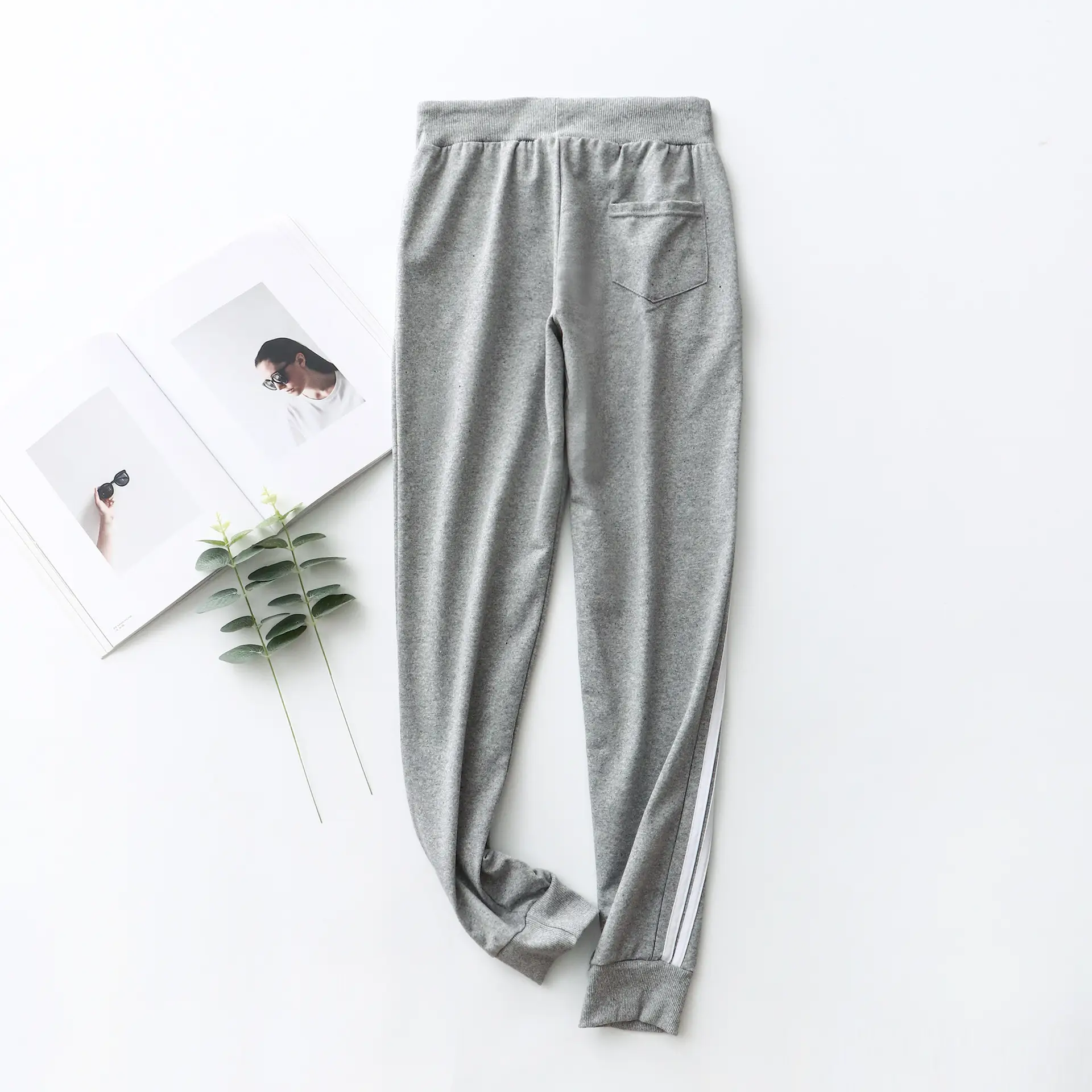 Women's Light Grey Sweatpants with Elastic Waistband - Image 23