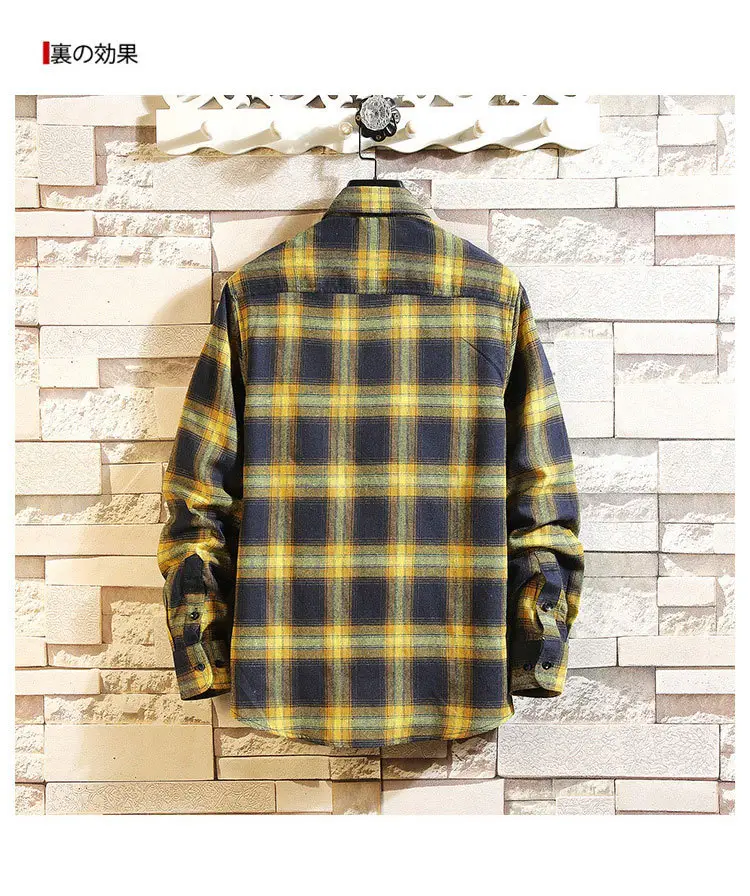 Men's Plaid Long Sleeve Shirt Black White Grey — feature 13