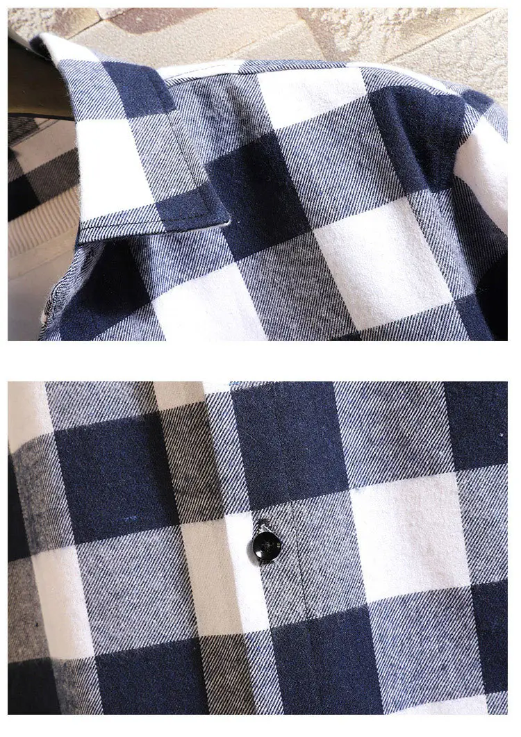 Men's Plaid Long Sleeve Shirt Black White Grey — feature 20