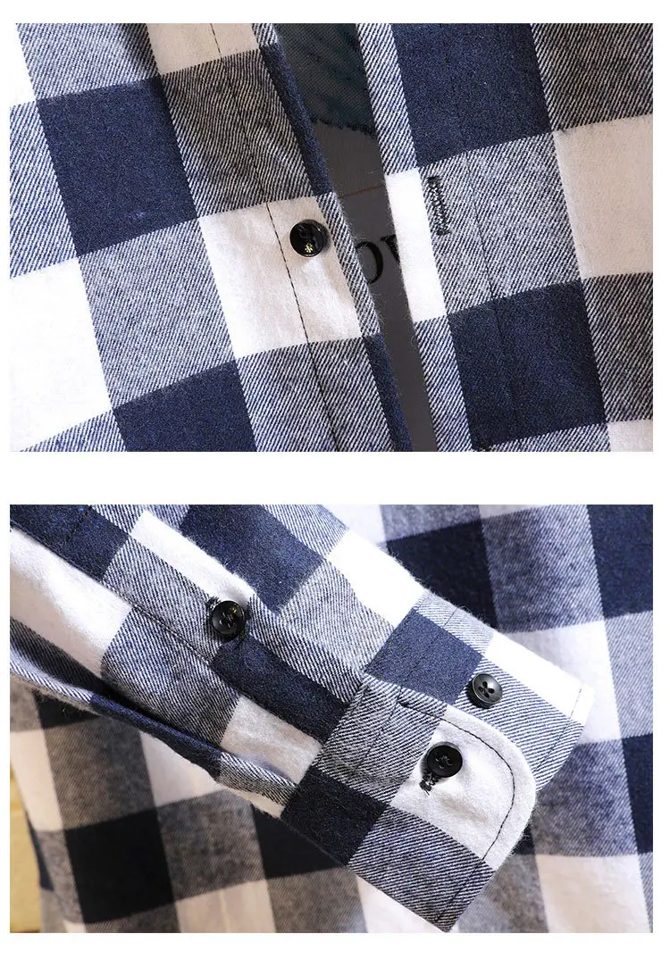 Men's Plaid Long Sleeve Shirt Black White Grey — feature 21