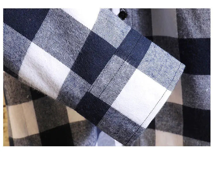 Men's Plaid Long Sleeve Shirt Black White Grey — feature 22