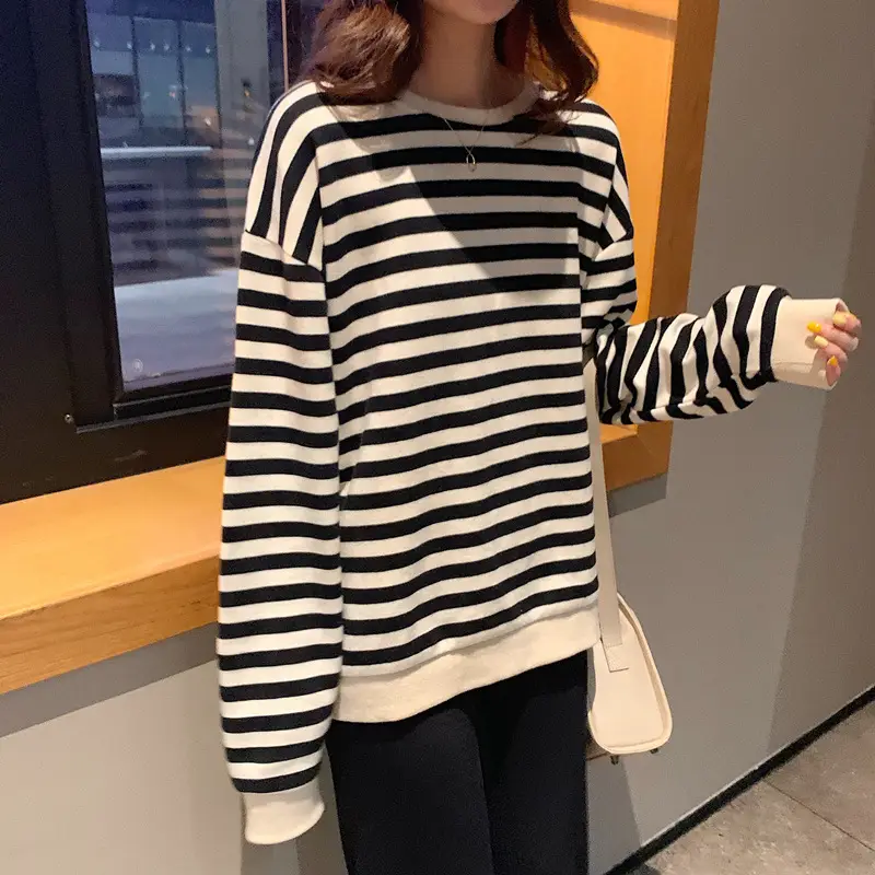 Korean-style Striped Long Sleeve Pullover Women - Image 6