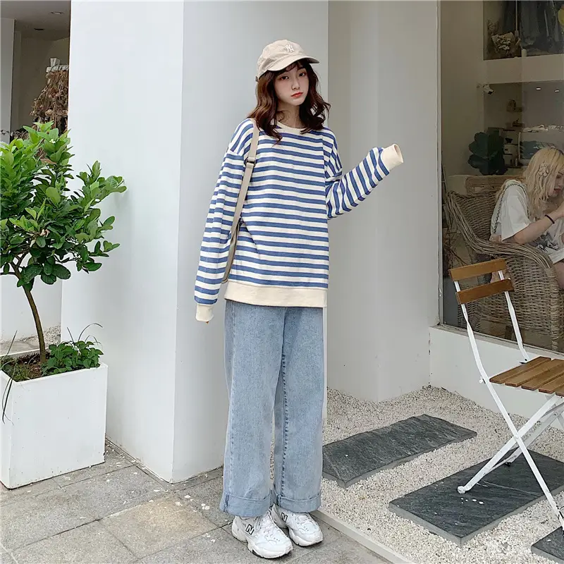 Korean-style Striped Long Sleeve Pullover Women — feature 10