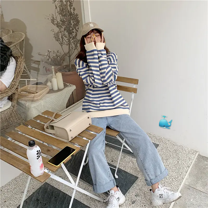Korean-style Striped Long Sleeve Pullover Women — feature 12