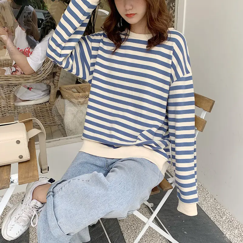 Korean-style Striped Long Sleeve Pullover Women — feature 13
