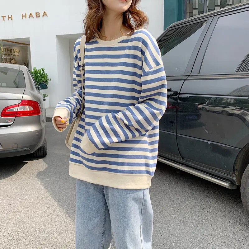 Korean-style Striped Long Sleeve Pullover Women — feature 15