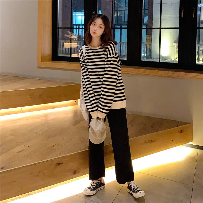Korean-style Striped Long Sleeve Pullover Women — feature 19