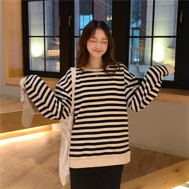 Korean-style Striped Long Sleeve Pullover Women — feature 24