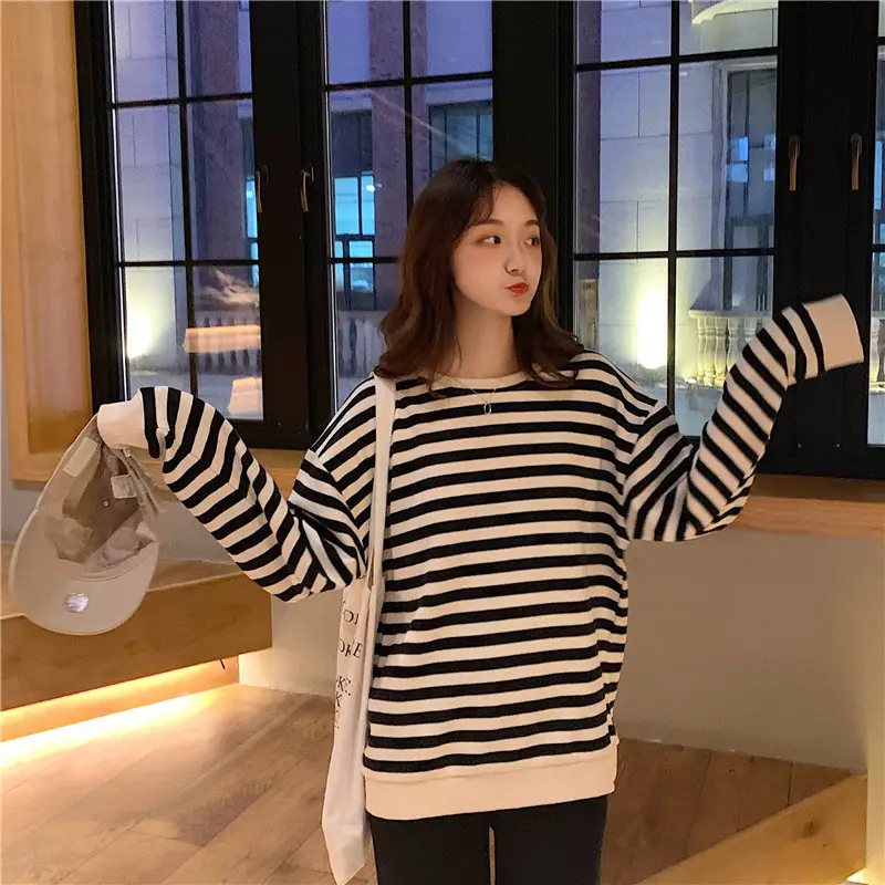 Korean-style Striped Long Sleeve Pullover Women — feature 26
