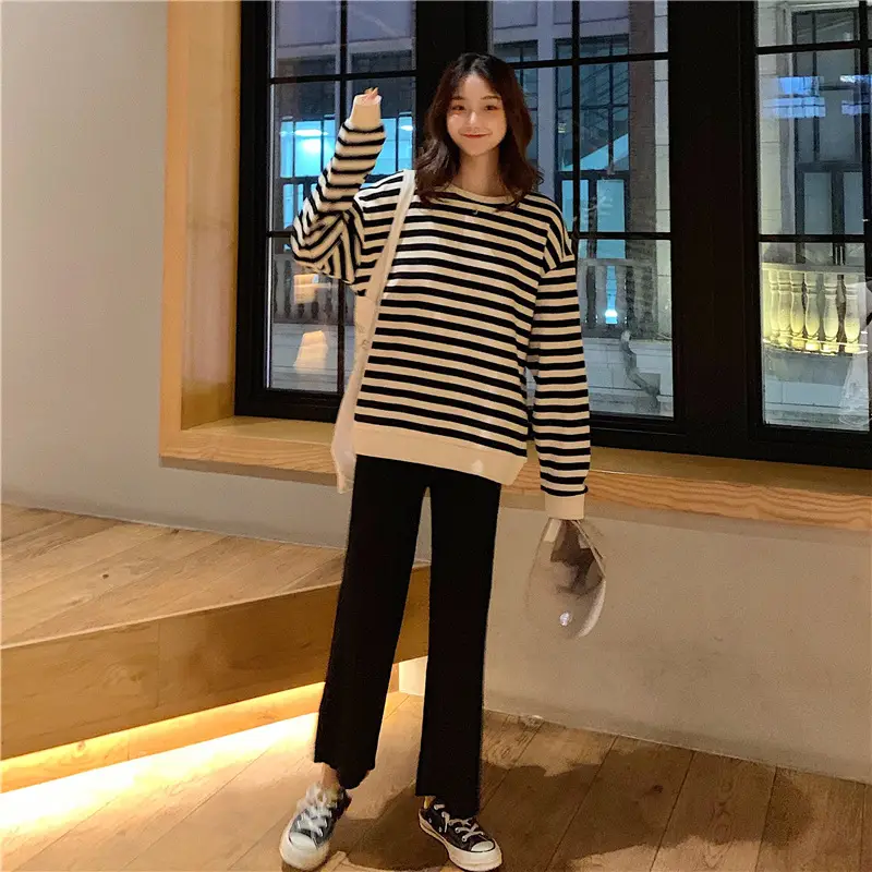 Korean-style Striped Long Sleeve Pullover Women — feature 27
