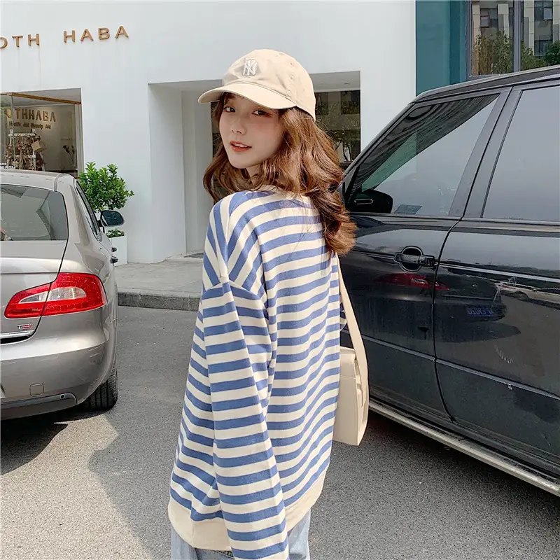 Korean-style Striped Long Sleeve Pullover Women — feature 6