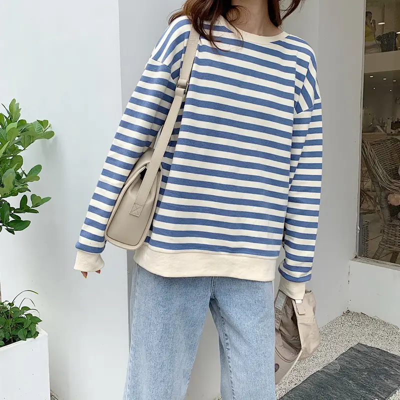 Korean-style Striped Long Sleeve Pullover Women — feature 9