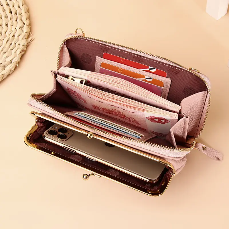 Green Crossbody Phone Bag with Pebbled Leather Design - Image 8