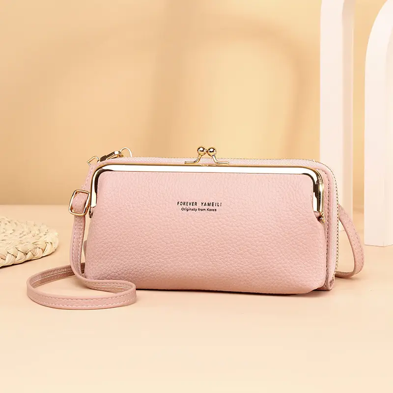 Green Crossbody Phone Bag with Pebbled Leather Design - Image 6
