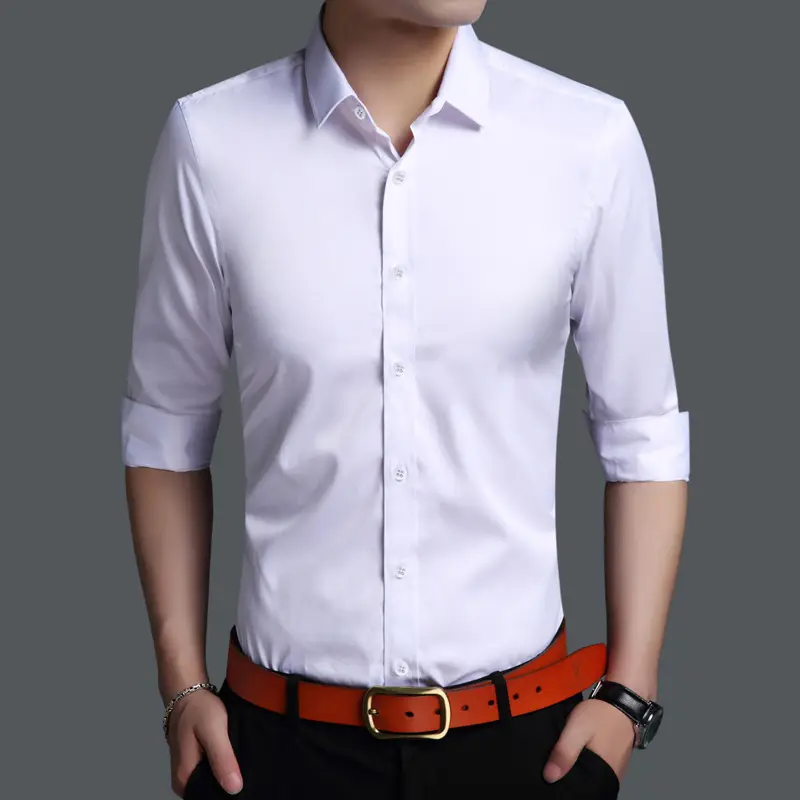 Men's Purple Ice Silk Long Sleeve Shirt - Image 10