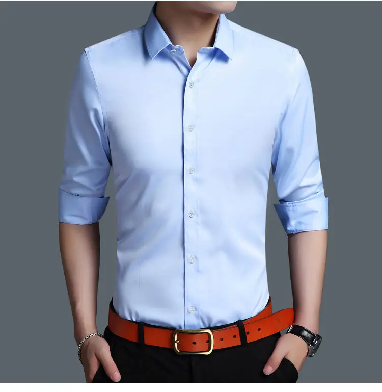 Men's Purple Ice Silk Long Sleeve Shirt — feature 10