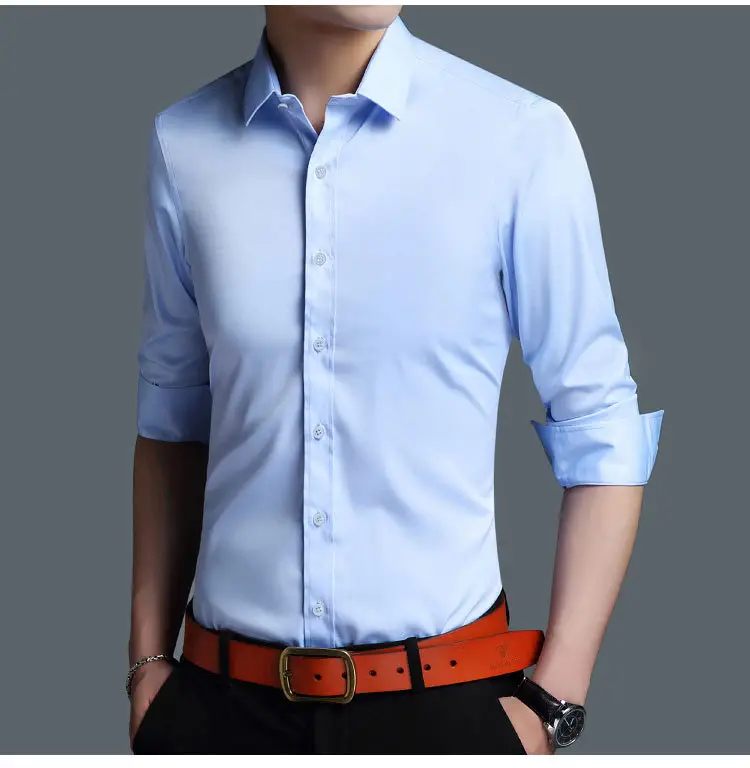 Men's Purple Ice Silk Long Sleeve Shirt — feature 11