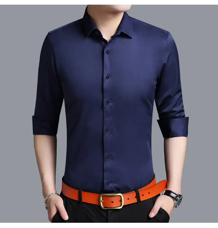 Men's Purple Ice Silk Long Sleeve Shirt — feature 16