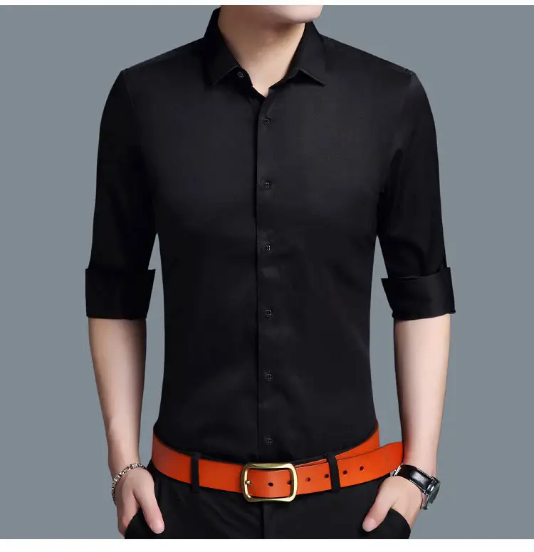 Men's Purple Ice Silk Long Sleeve Shirt — feature 20