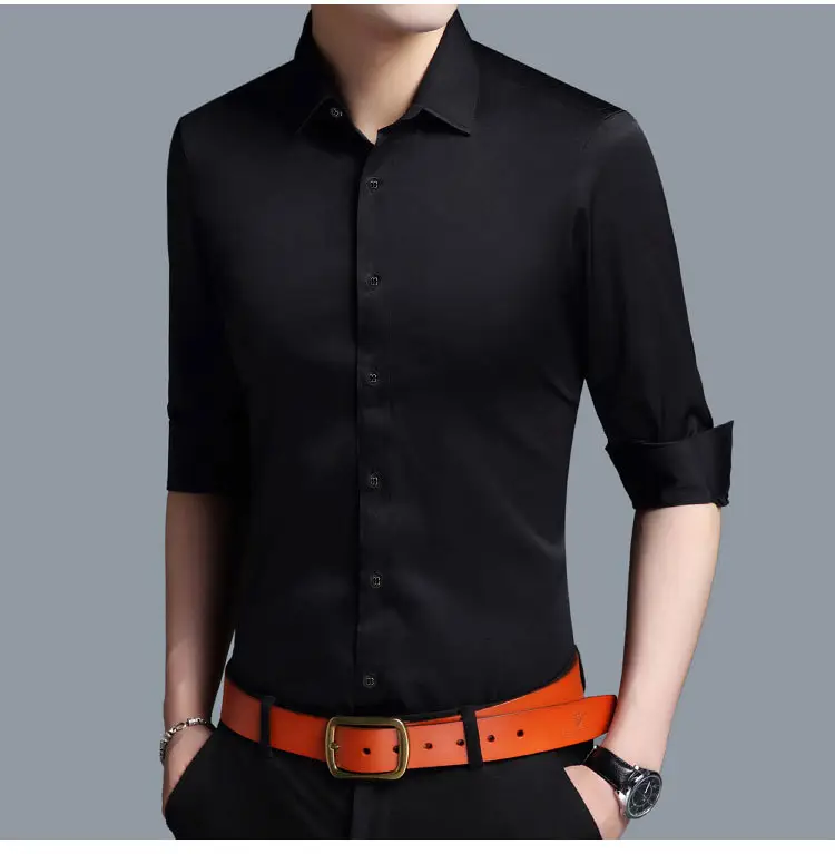 Men's Purple Ice Silk Long Sleeve Shirt — feature 21