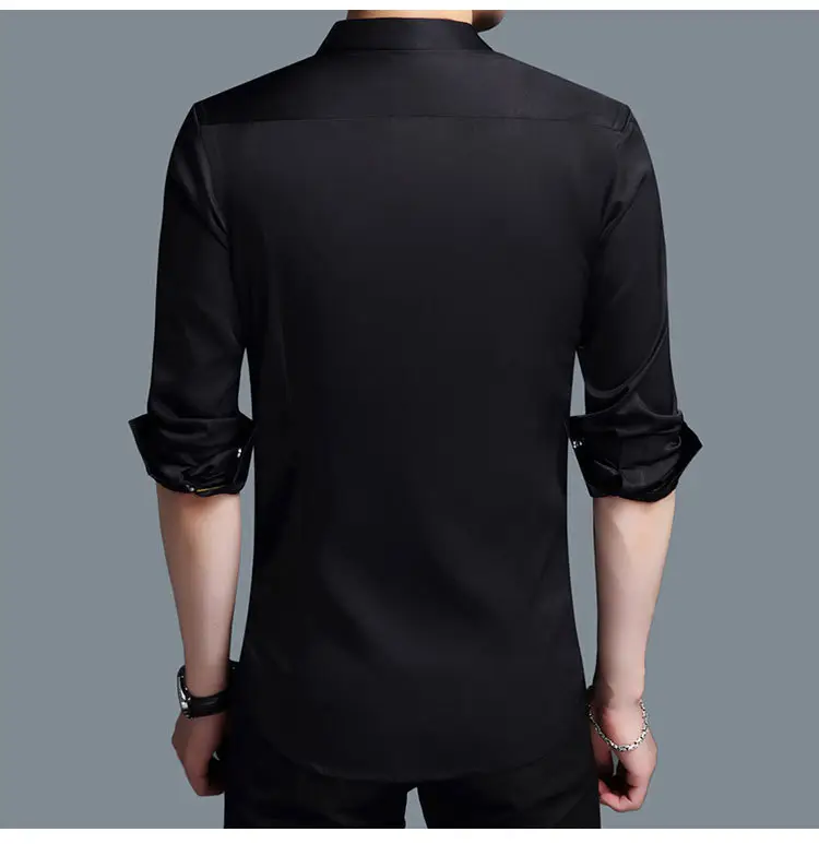 Men's Purple Ice Silk Long Sleeve Shirt — feature 22