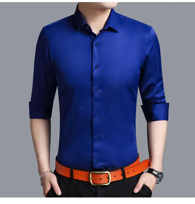 Men's Purple Ice Silk Long Sleeve Shirt — feature 23