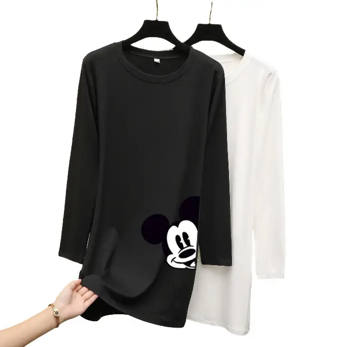 Women Mickey Mouse Long Sleeve T-Shirt Black Green Medium - Image 11