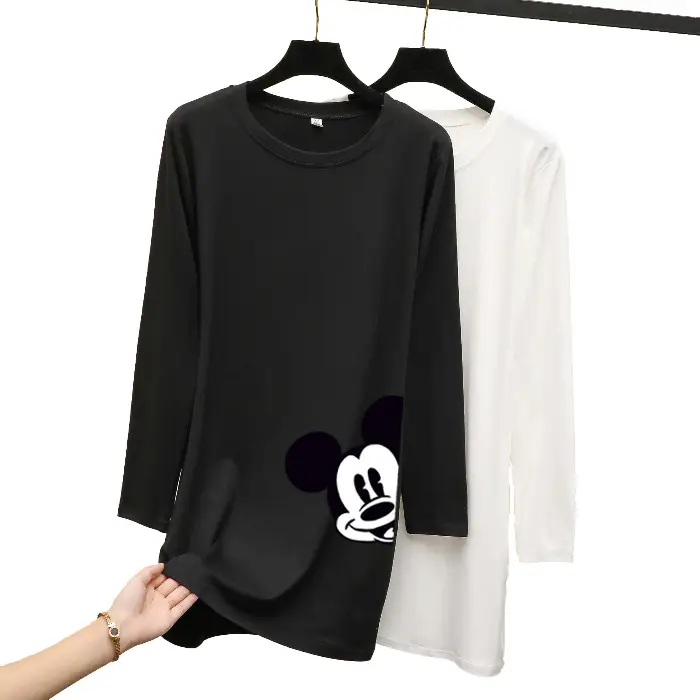 Women Mickey Mouse Long Sleeve T-Shirt Black Green Medium — feature 11