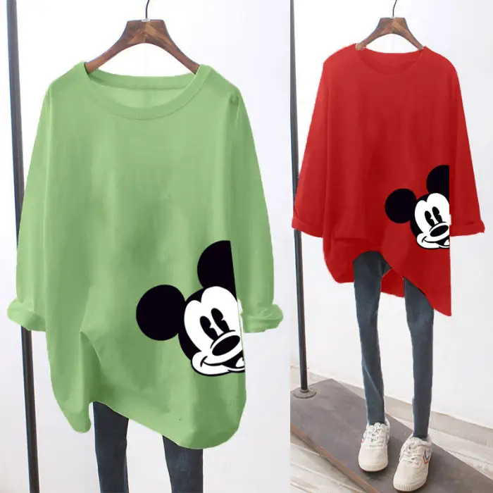 Women Mickey Mouse Long Sleeve T-Shirt Black Green Medium - Image 6