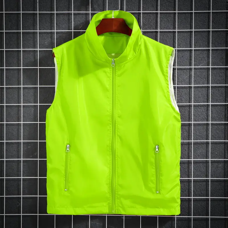 Neoprene Sleeveless Vest Bright Green with Zip Front - Image 2