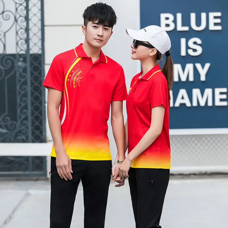 Men Red Gradient Jersey Polo Shirt Large Fit - Image 7