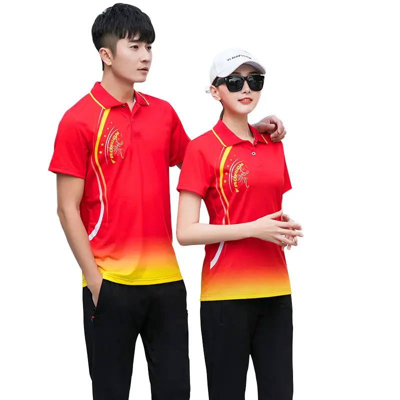 Men Red Gradient Jersey Polo Shirt Large Fit - Image 9