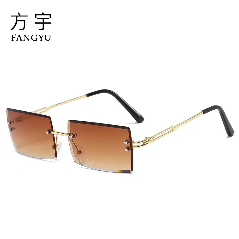 New Square Rimless Sunglasses Metal European American Summer Fashion - Image 20
