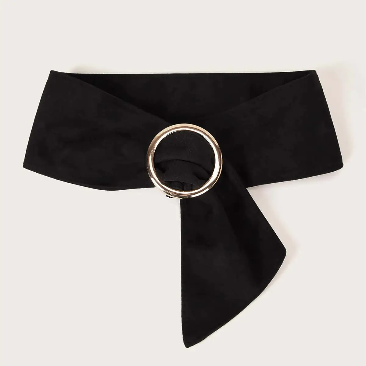 Women's Navy Blue Bow Belt with Gold Ring - Image 4