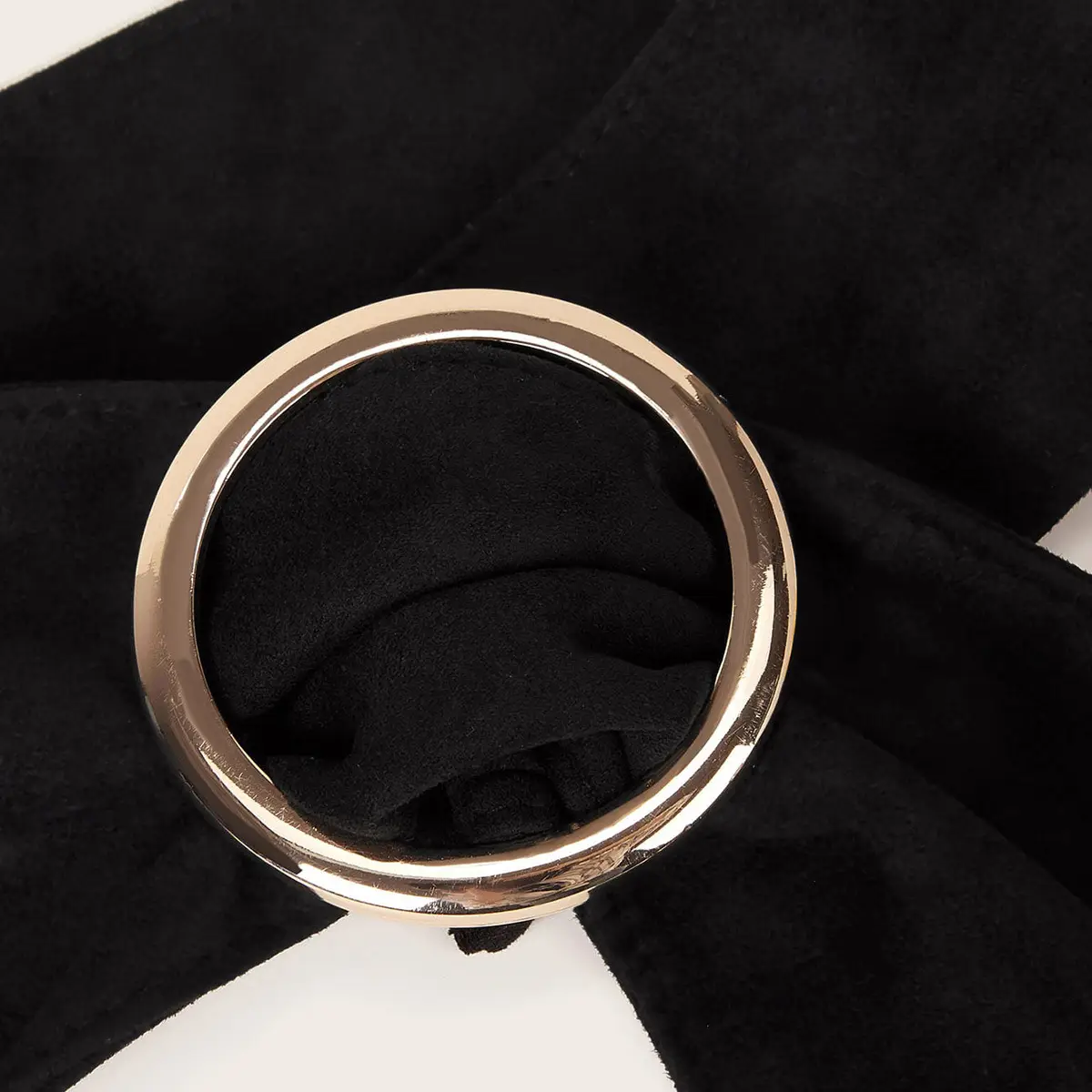 Women's Navy Blue Bow Belt with Gold Ring - Image 5
