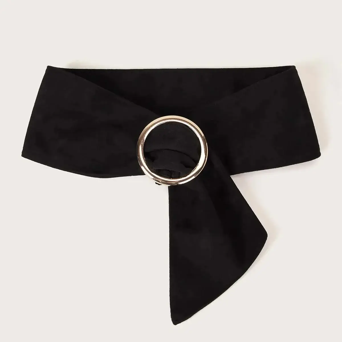 Women's Navy Blue Bow Belt with Gold Ring