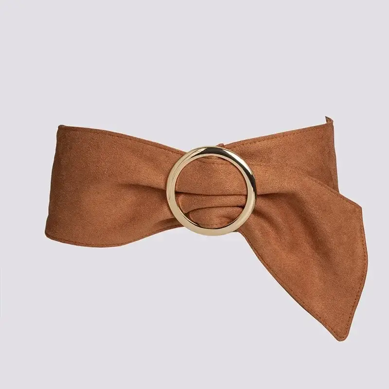 Women's Navy Blue Bow Belt with Gold Ring - Image 2