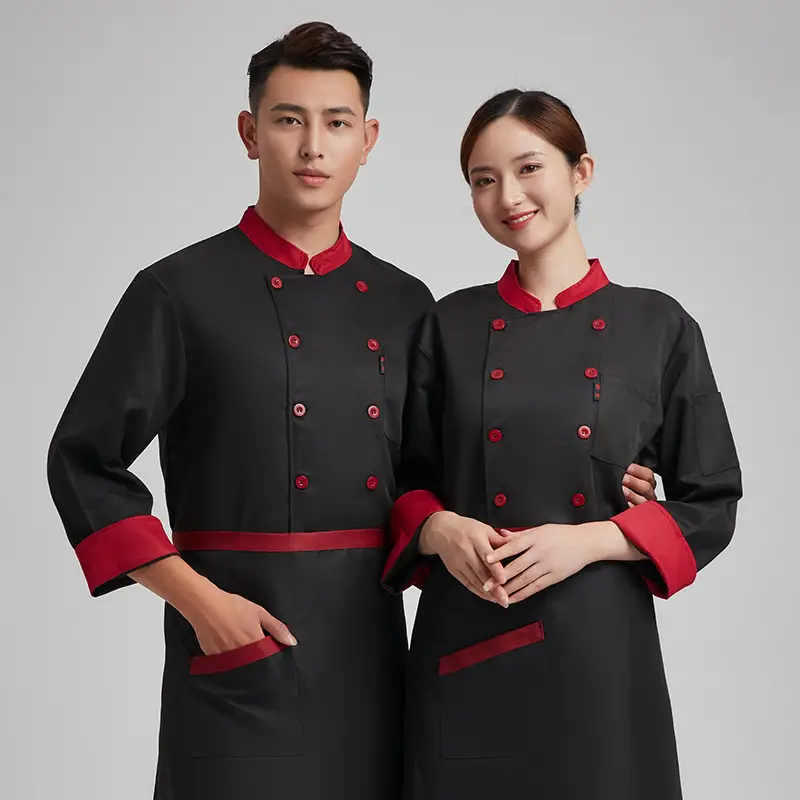 Black Red Embroidered Kurta Set for Men Women - Image 4