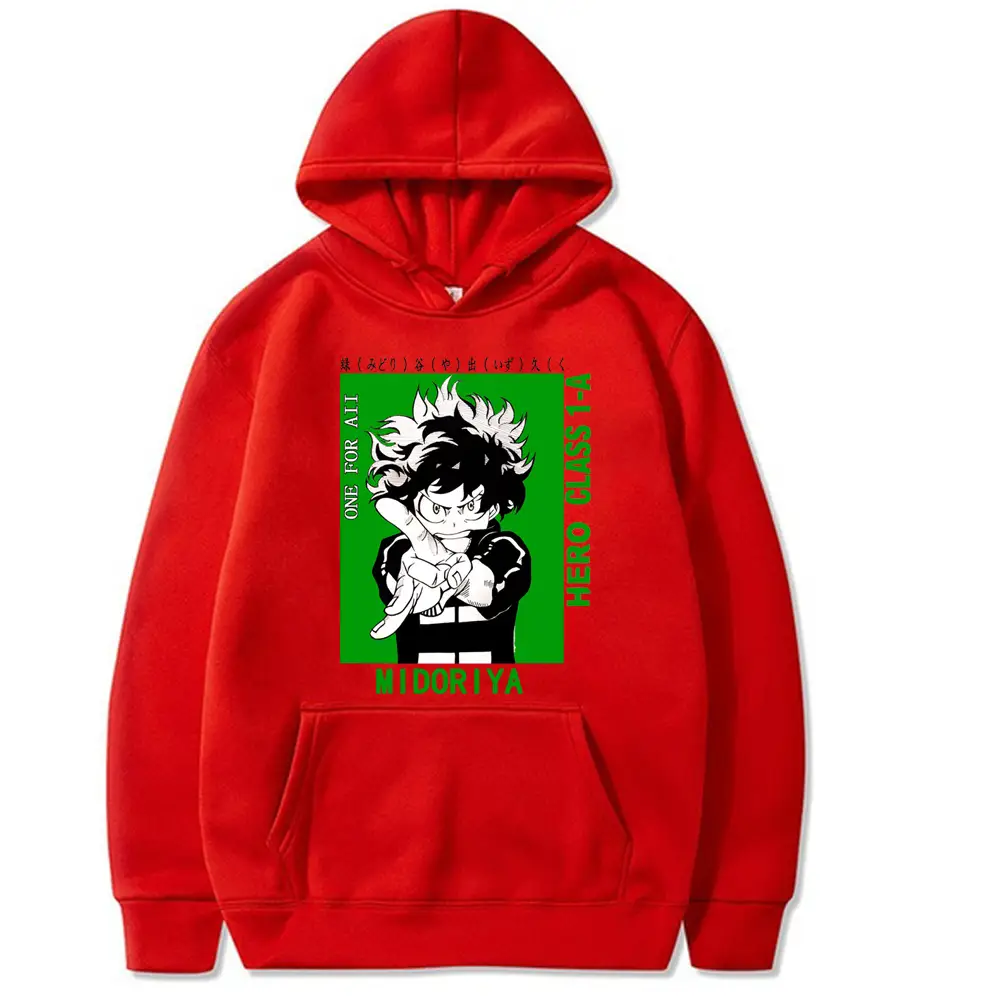 Red Hooded Sweatshirt My Hero Academia Boku Design for Men - Image 3