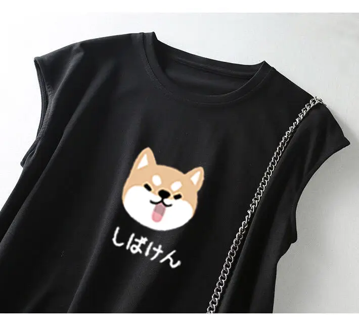 Women Korean Style Loose T-Shirt Dress Black Mid-Length — feature 11