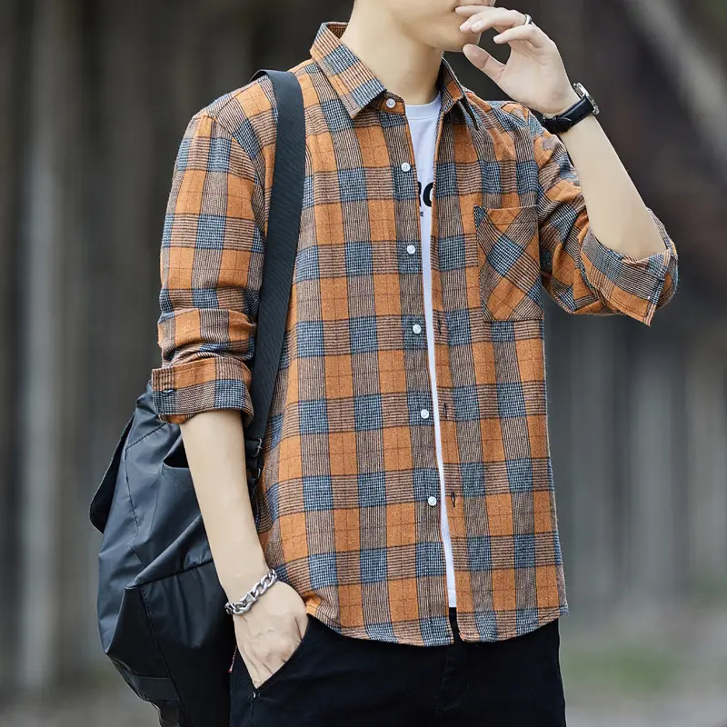 Men's New Autumn Plaid Long-sleeve Shirt - Image 2