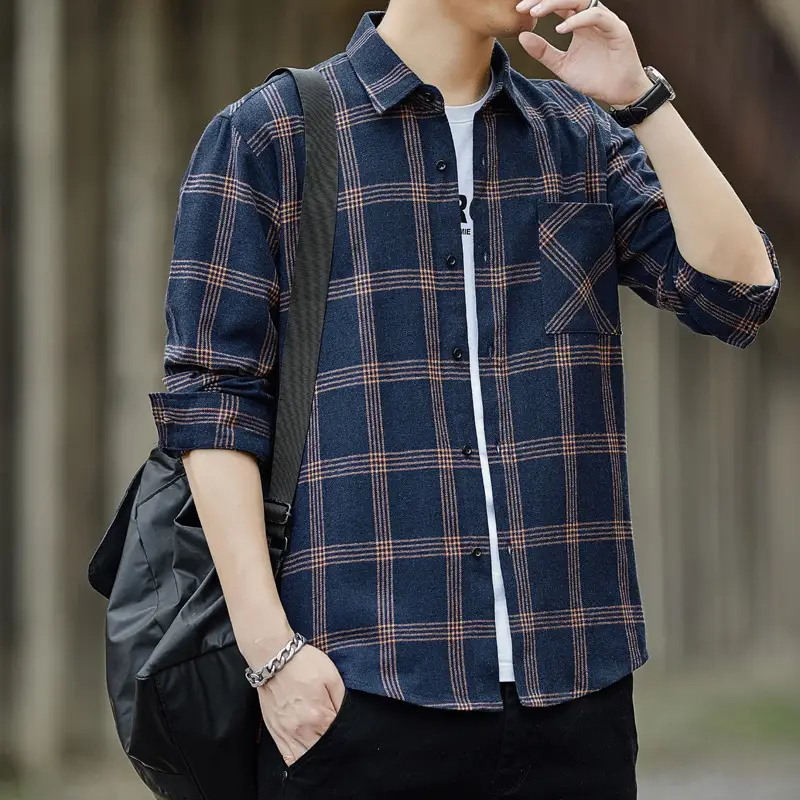 Men's New Autumn Plaid Long-sleeve Shirt - Image 4