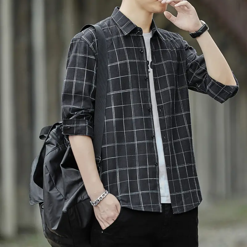Men's New Autumn Plaid Long-sleeve Shirt - Image 5