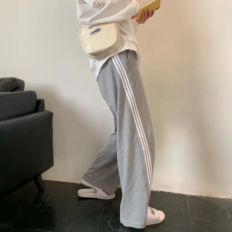 Women Gray Sweatpants Loose Fit Slimming Wide Leg Casual Pants - Image 6
