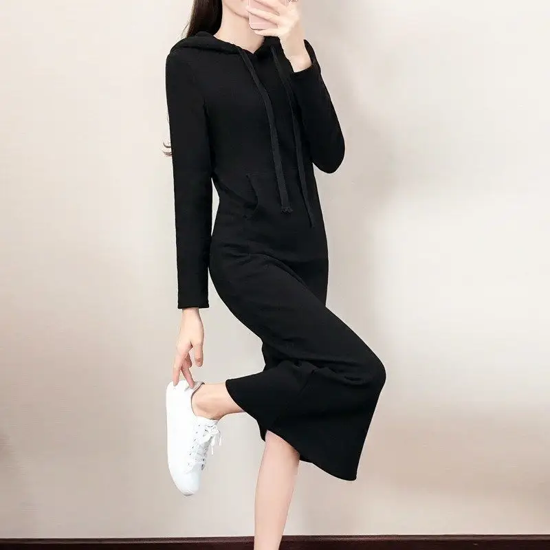 Women Gray Cotton Hoodie Skirt Set Mid Length - Image 5