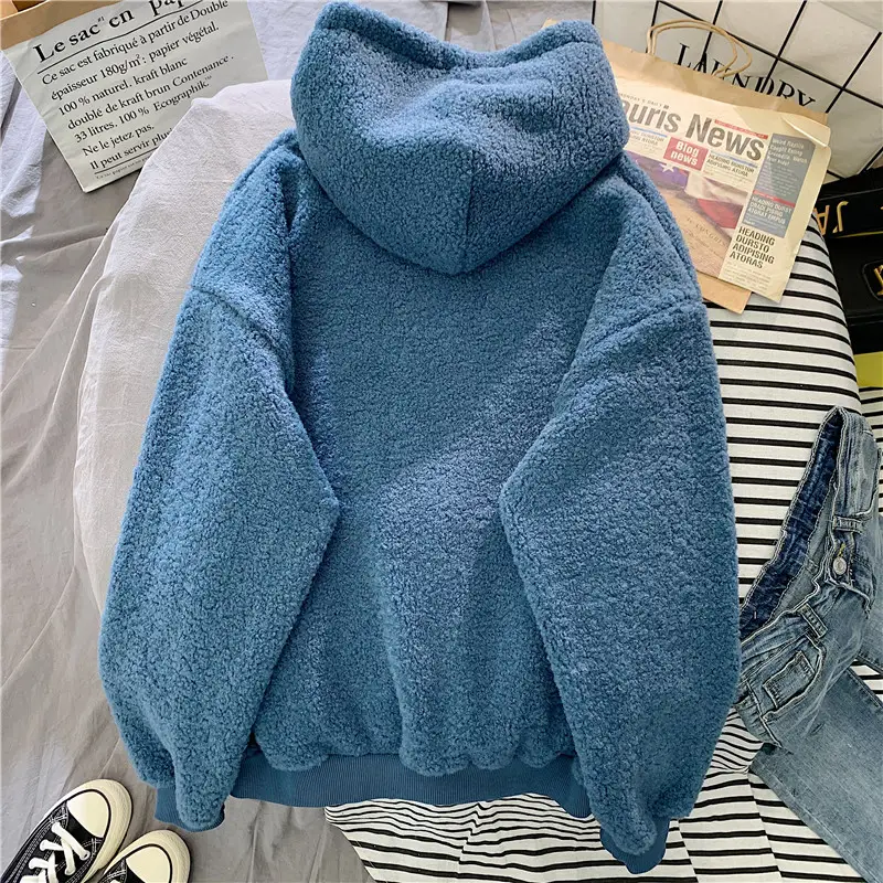 Furry Hooded Fleece Sweatshirt for Women Students Winter Warm - Image 7