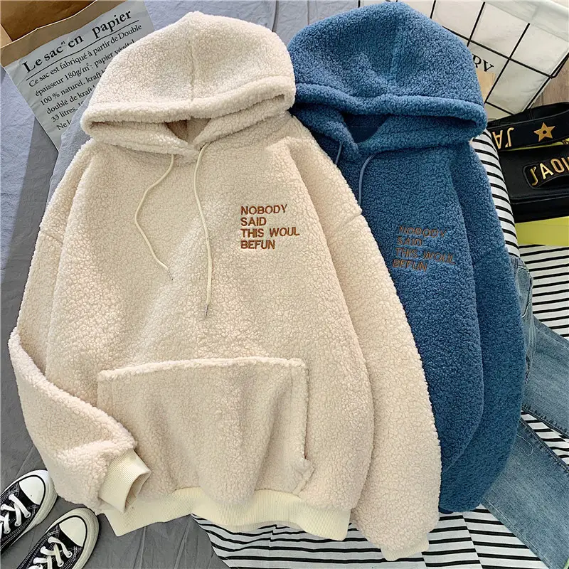 Furry Hooded Fleece Sweatshirt for Women Students Winter Warm — feature 5