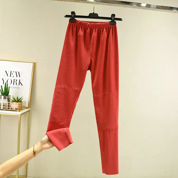 2020 Warm Korean-style Fleece Pants Pink - Image 7