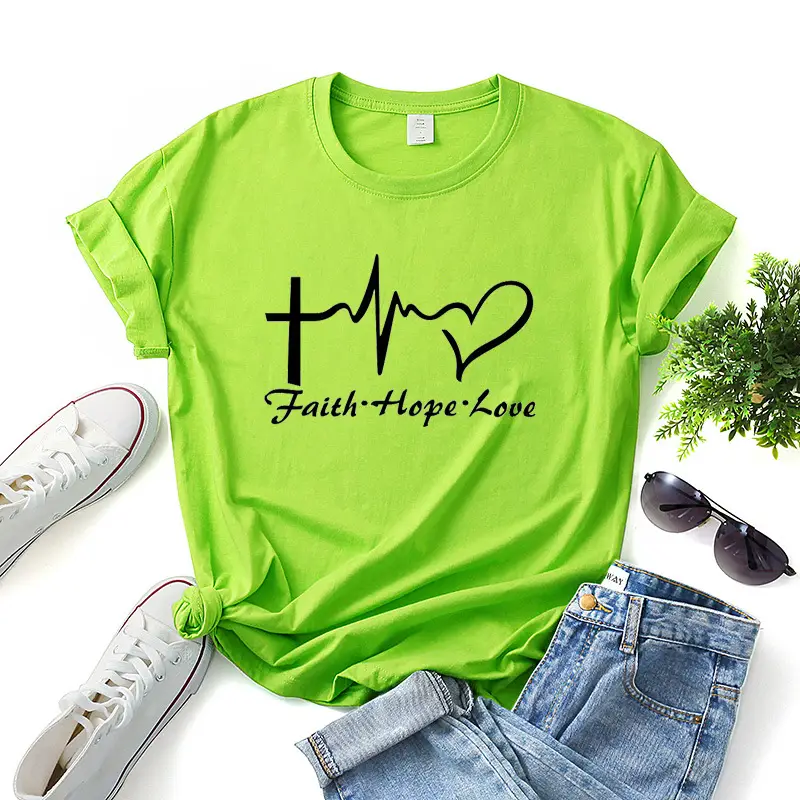 Green Faith Hope Love T-Shirt for Women